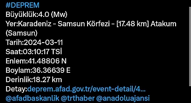 SAMSUN'DA DEPREM !